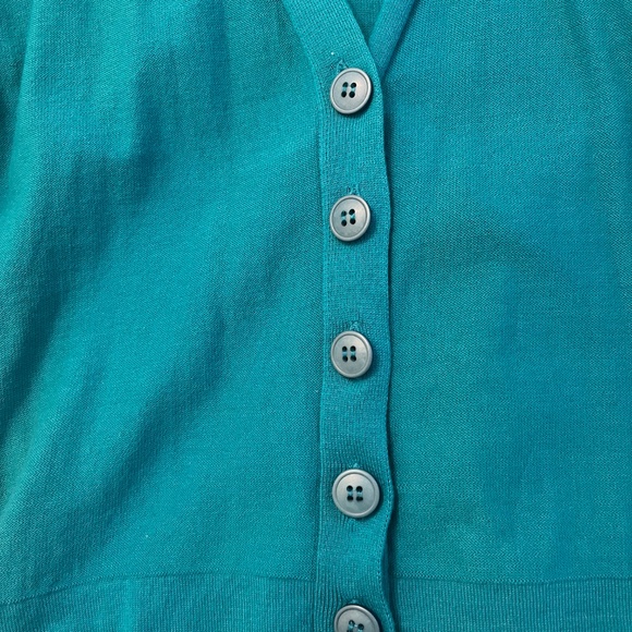 NWT! Neiman Marcus Tag! Nanette Lepore Teal Bow Cardigan SMALL - Picture 3 of 14
